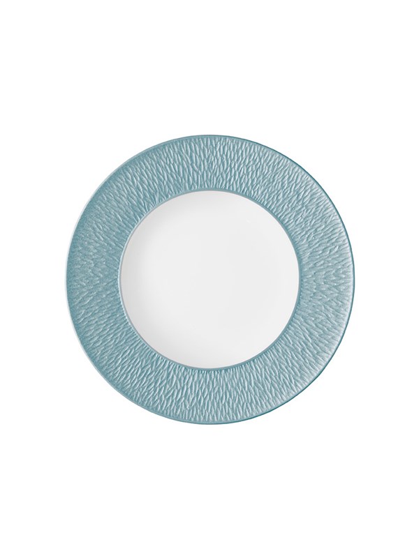 Flat plate with engraved rim sky blue 27