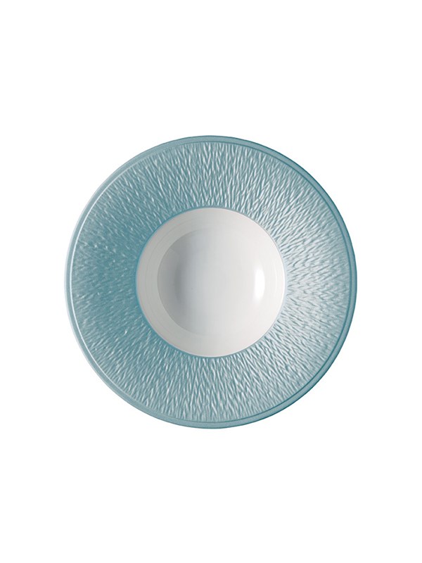 Minéral Irisé - Deep plate with engraved rim sky blue 22