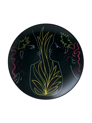 Cocteau - Coupe plate flat Orphée et Eurydice black 31cm