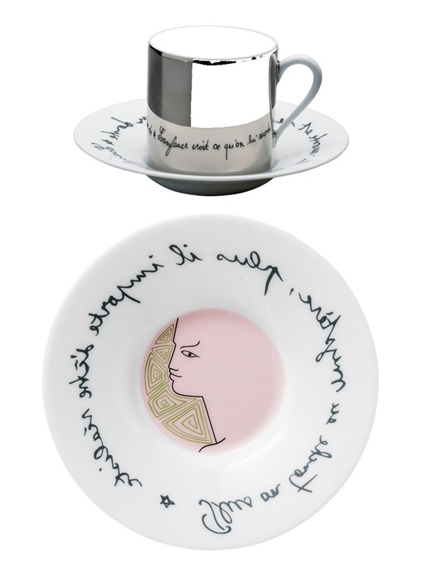 Saucer Béatrice pink 13/Coffee cup platinum mirror13