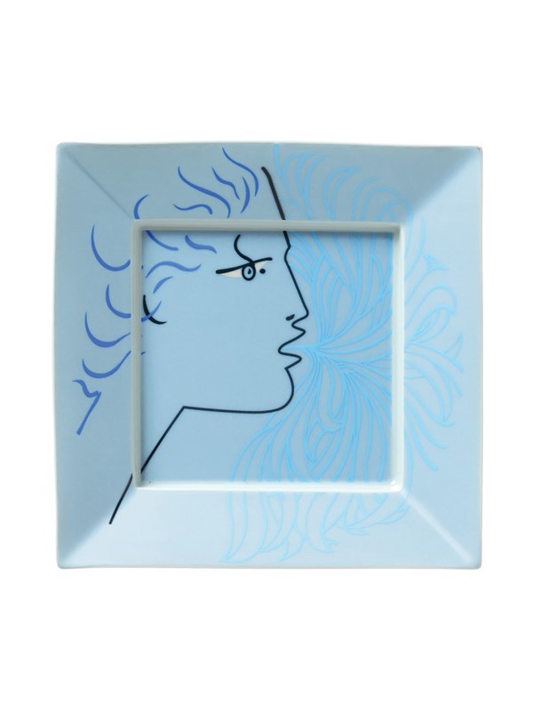 Square trinket tray Protée blue 17