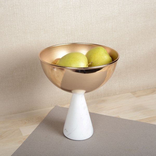 Footed Bowl | White And Pink Gold | 24cm