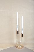 Candlestick | Clear And Gold Glass | 24cm