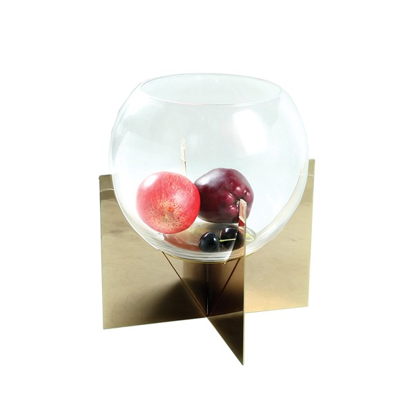Round Glass Vase Golden Foot