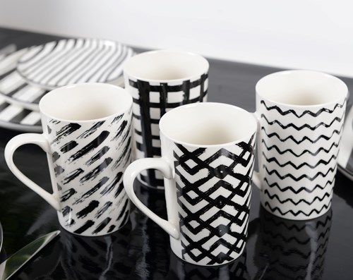Mug Set Of 4 | Black And White