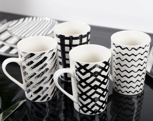 Mug Set Of 4 | Black And White