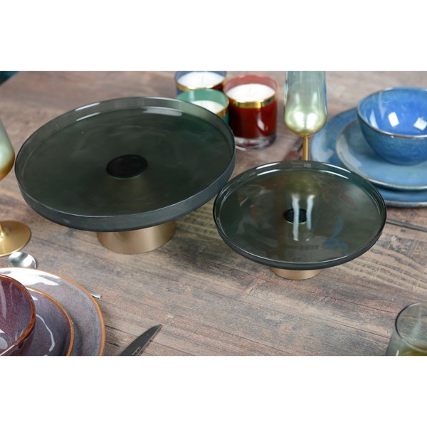 Plate On Gold Foot | Green | 28cm