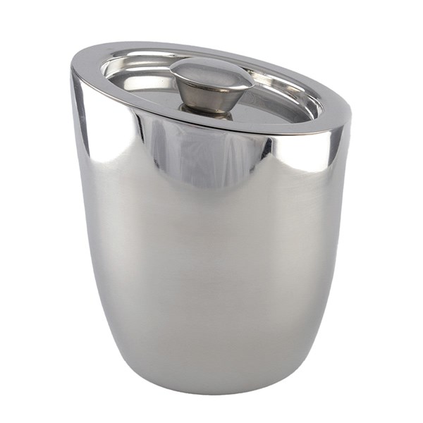 Leaning Stainless Steel Ice Cube Bucket