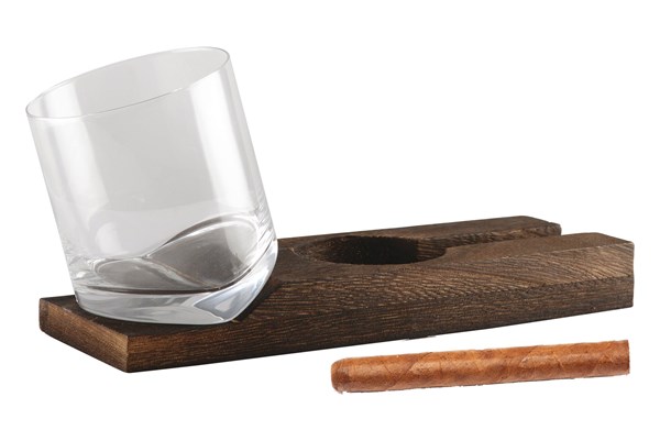 Whiskey Glass Tilts/Wooden Tray