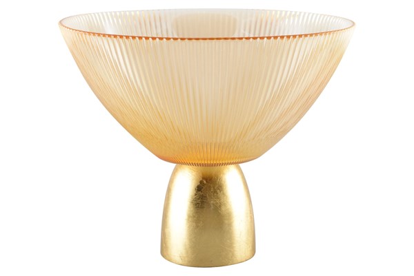 Hollow Bowl On Gold Foot | Amber Luster