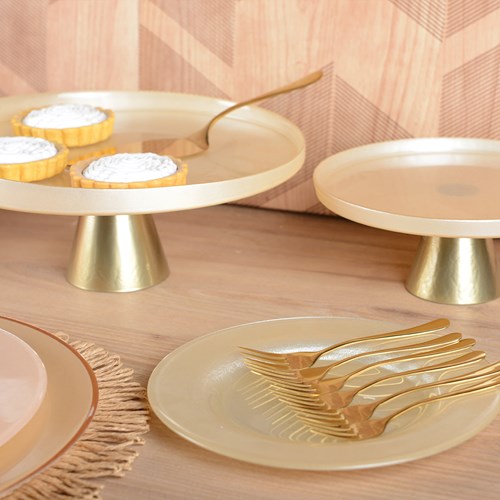 Vanilla Tray On Golden Foot | H28cm