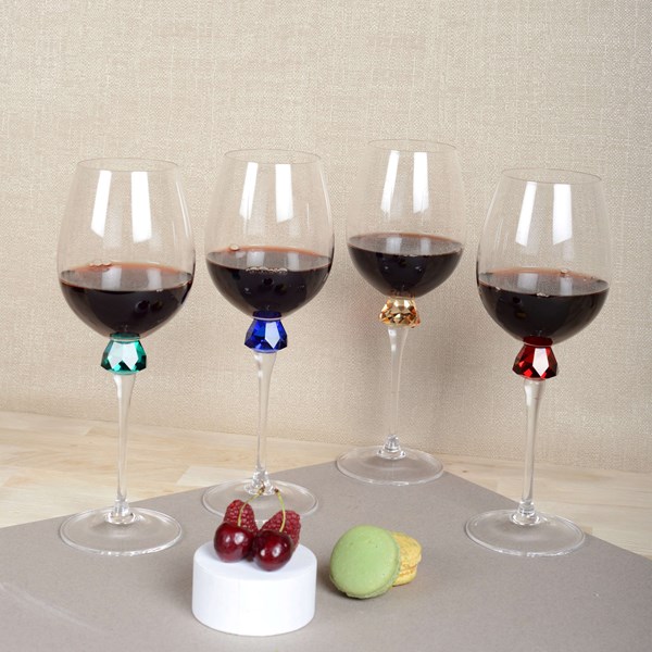 Wine Glasses With Diamond Foot S/4 | 4 Colors