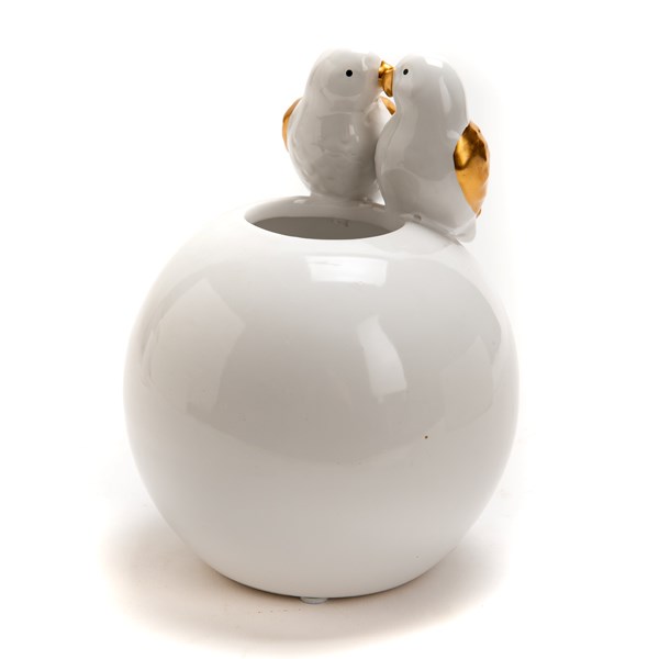 Vase Round Couple Bird | Gold