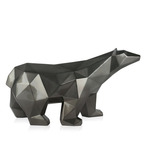Faceted Black Polar Bear Resin Sculpture