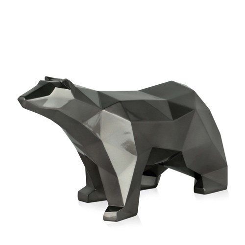 Faceted Black Polar Bear Resin Sculpture