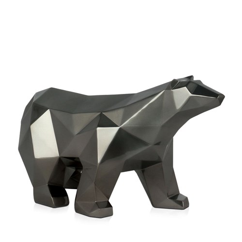 Faceted Black Polar Bear Resin Sculpture