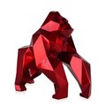 Red Faceted Gorilla Resin Sculpture
