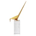 Golden Origami Bird Sculpture