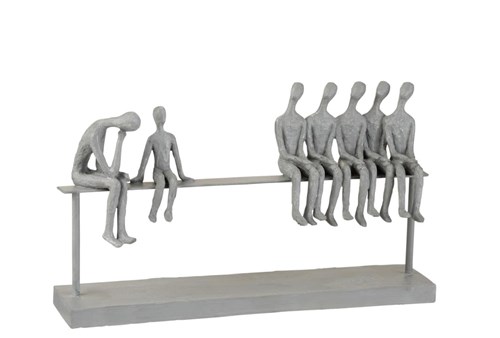 7 People Sitting Bench Grey | 40cm