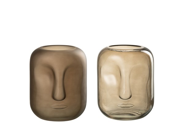 Vase Face S/2 | Brown | 20cm