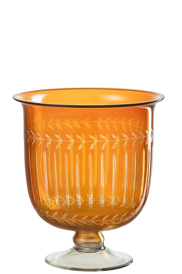 Vase Roman Stem | Glass | Orange | 24.5cm