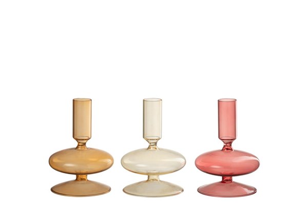 S/3 Candleholder Gold/Pink | 12cm