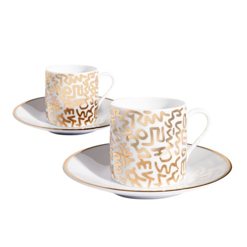 Keith Haring Espresso Set/2 Gold Pattern