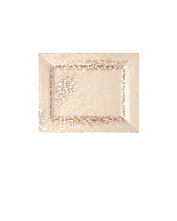 Keith Haring Tray 20x16cm Gold Pattern
