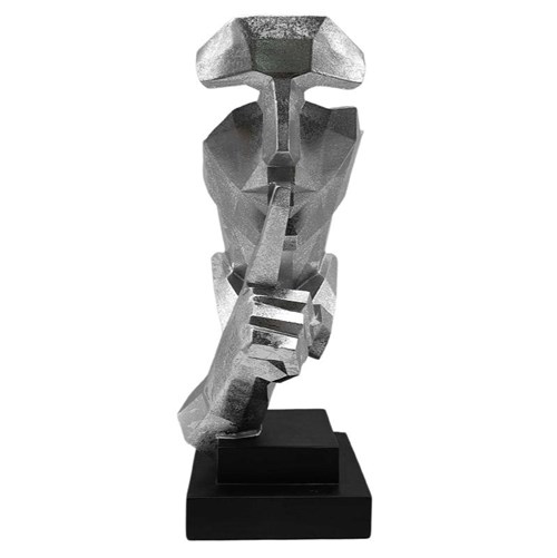 Silent Man Sculpture | Silver/Black