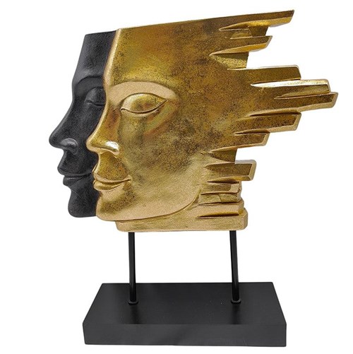 Double Faces Sculpture | Black/Gold
