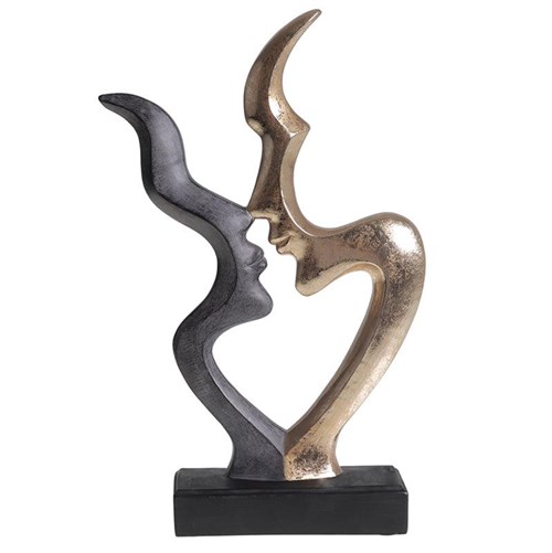 Profile Couple Faces Sculpture | Black/Gold
