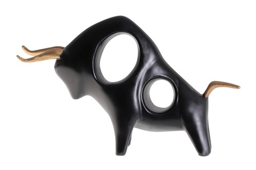 Bull Statuette | Black/Gold