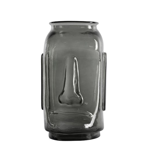 Vase Recycled Glass Moai | Grey | 34.5 Cm
