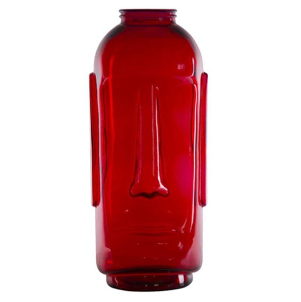 Vase Recycled Glass Moai | Red | 69 Cm