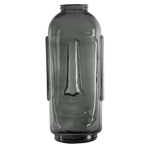 Vase Recycled Glass Moai | Grey | 69 Cm