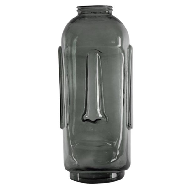 Vase Recycled Glass Moai | Grey | 69 Cm