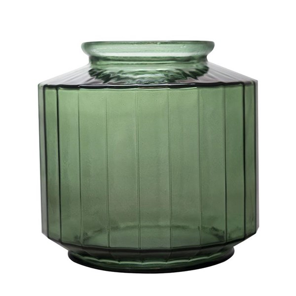 Vase Recycled Glass Strepe | Green | 23 Cm