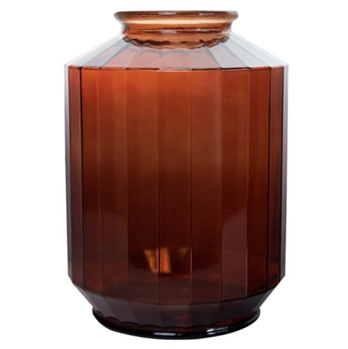 Vase Recycled Glass Strepe | Terracotta | 35 Cm