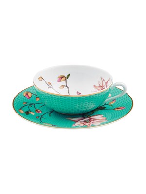 Tea cup and saucer extra Magnolia turquoise 22/17